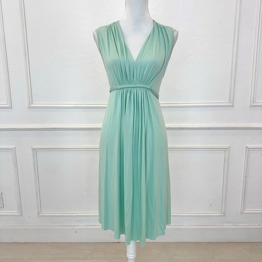 Rachel Pally Minty Stretchy Maternity Dress Large VNeck Sleeveless Tie Waist NWT